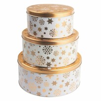 Altom Golden Snowflakes karácsonyi fémdoboz készlet, 3 db Altom Golden Snowflakes karácsonyi fémdoboz készlet, 3 db