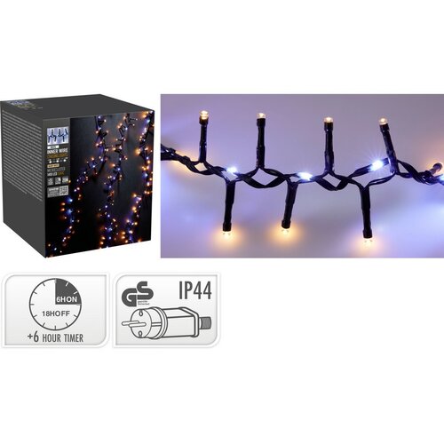 Vonkajšia svetelná reťaz Waterfall, 20 m, 1410 LED, teplá a studená biela, časovač, IP44