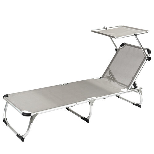 Aldotrade Garden klappbare Sonnenliege mit Baldachin, Grau