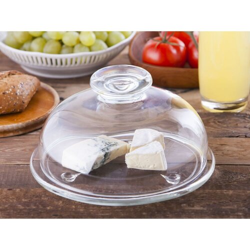 Platou din sticlă Altom Cheese, cu capac22 cm