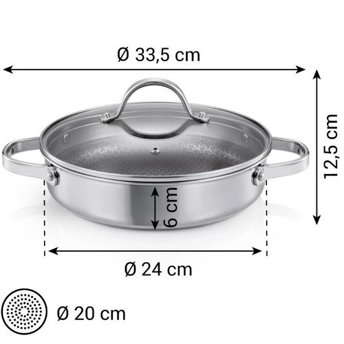 Tescoma SteelCRAFT mély serpenyő fedővel  átmérő 24 cm, 2 fogantyúval
