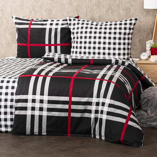4Home Flanell-Bettwäsche Cube schwarz, 220 x 200 cm, 2 St. 70 x 90 cm