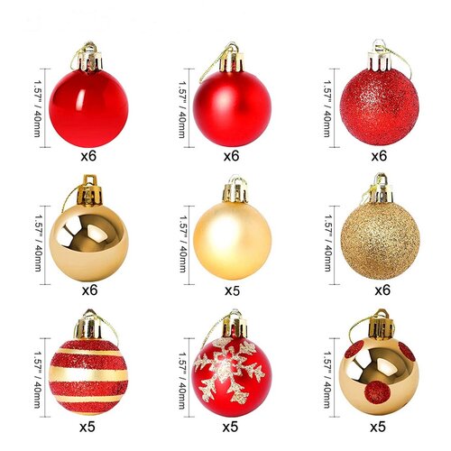 Set ornamente de Crăciun 4Home Joy, 50 buc., auriu și roșu
