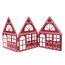Weihnachtsdekoration aus Metall „Three Houses“, rot, 50 x 20 x 2,5 cm