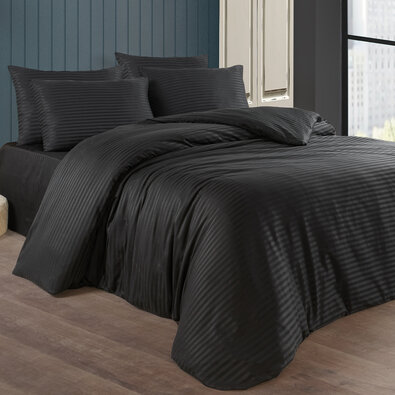 Lenjerie de pat 4Home Night din satin negru, 140 x 200 cm, 70 x 90 cm