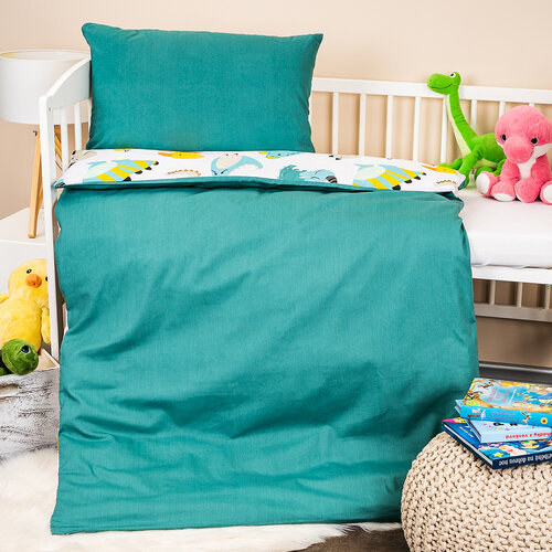 Lenjerie de pat copii, din bumbac, 4Home Little dino, 100 x 135 cm, 40 x 60 cm