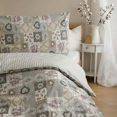 Bombažna posteljnina Patchwork siva, 140 x 200 cm,70 x 90 cm