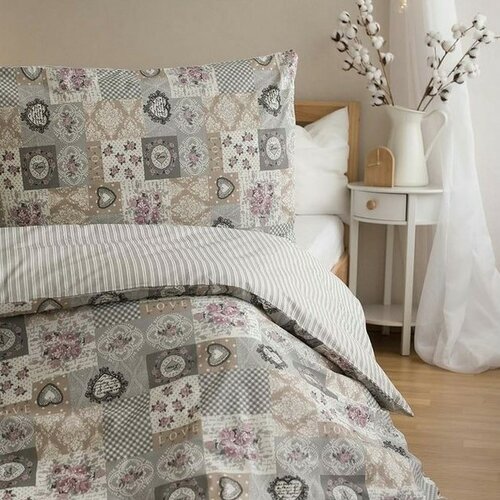 Bombažna posteljnina Patchwork siva, 140 x 200 cm,70 x 90 cm