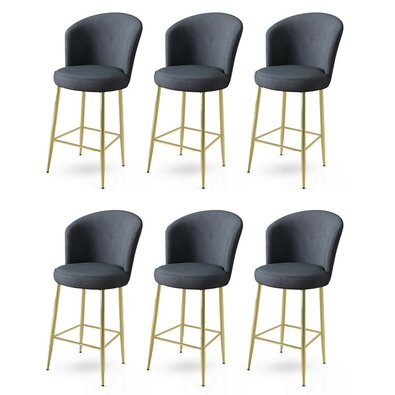 Barstuhl-Set Fora Anthracite and Gold, 6 Stück