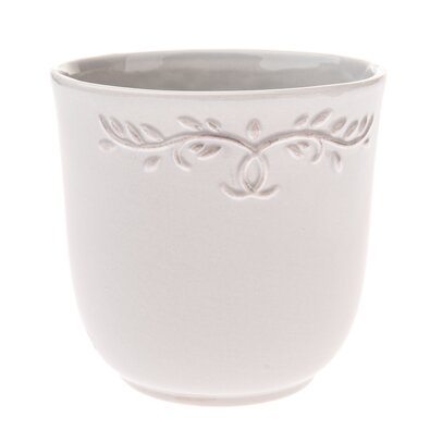 Husă ceramică pentru ghiveci Ramillete albă, 13 x12, 6 cm