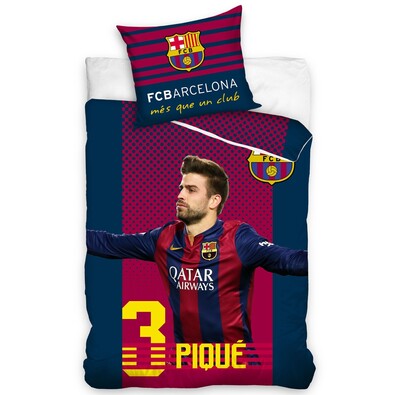 Pościel bawełniana FC Barcelona Pique, 140 x 200 cm, 70 x 80 cm