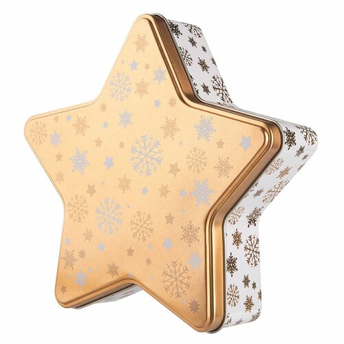 Altom Świąteczny pojemnik blaszany Golden Snowflakes, 23 x 22 x 6 cm