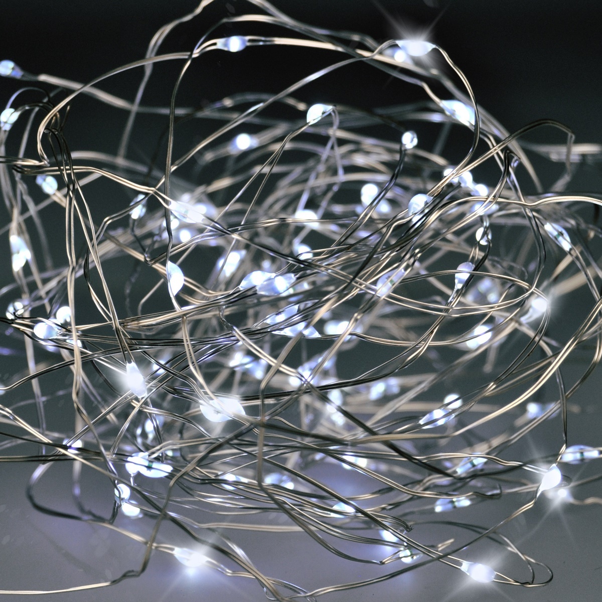 Solight 1V54-W Vánoční řetěz 100 LED, stříbrný drát 10 m, studená bílá