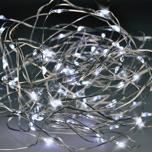 Solight 1V54-W Ghirlandă de Crăciun cu 100 de LED-uri, fir argintiu de 10 m, alb rece