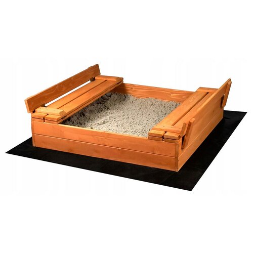 Baby Mix Dětské dřevěné pískoviště s poklopem a lavičkami, 100 x 100 cm