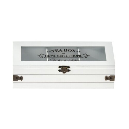 EH Drewniane pudełko na torebki z herbatą Vintage, biały