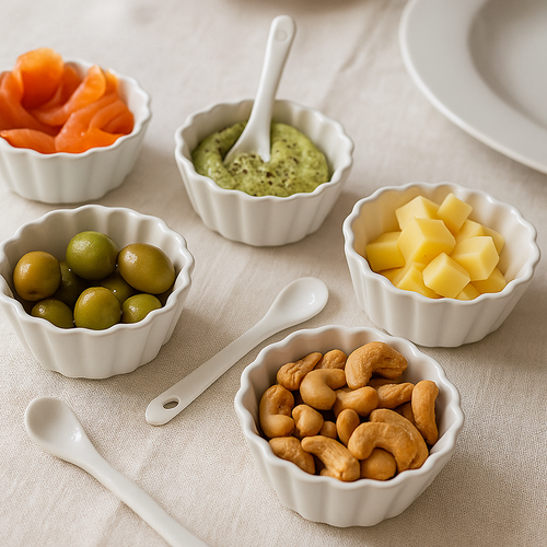 EH Sada servírovacích misek se lžičkami Vlnovka kulatá, 12 ks