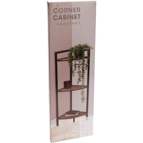 Dulap metalic de colț 3 rafturi MDF, 23,5 x 23,5 x76 cm
