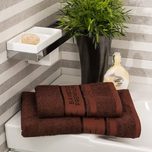 4Home Комплект Bamboo Premium рушник для ванни та рушник  для рук темно-коричневий, 70 x 140 см