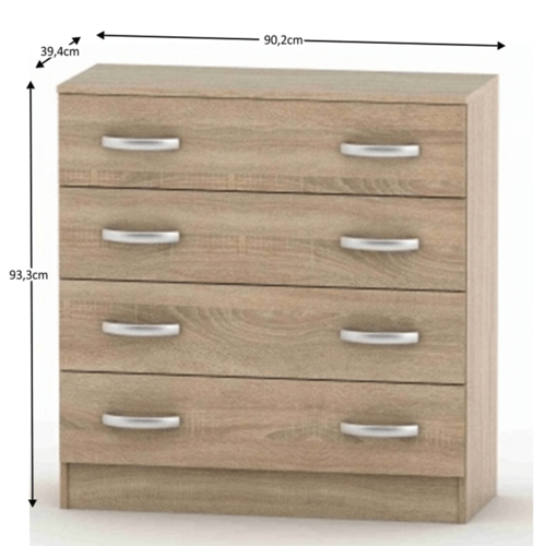 Komoda BETTY 4S, dąb sonoma