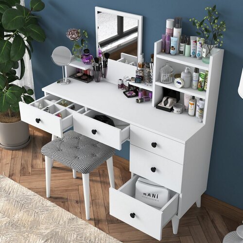 Schminktisch Bela White mit Hocker