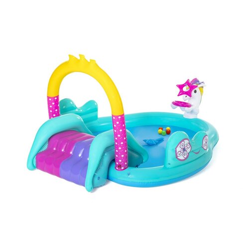 Bestway Napihljivo vodno igralno središče Jednorožec, 274 x 198 x 137 cm