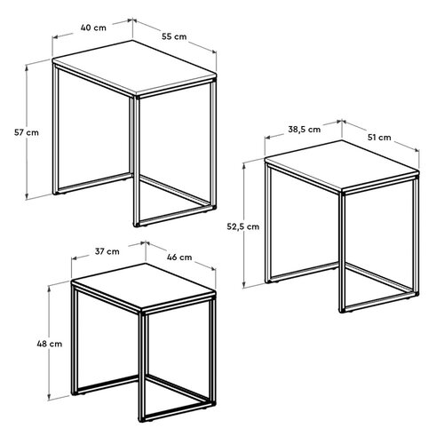 Odkladací stolík SHP 933 Walnut, 3 ks