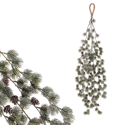 Ramură artificială de Larice cu conuri, 100 cm, verde