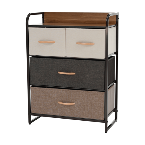 Komoda s látkovými šuplíky HAZEL TYP 2, hnědá