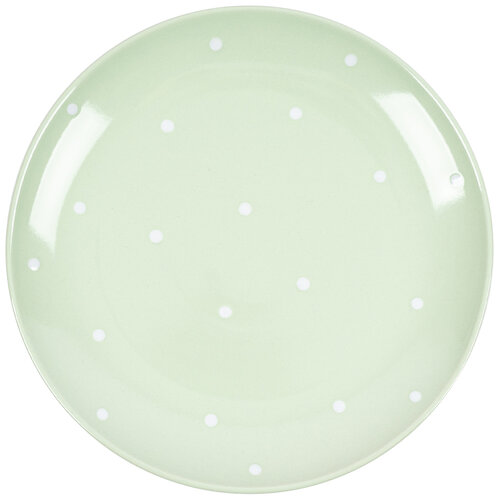Farfurie ceramică întinsă cu buline,verde
