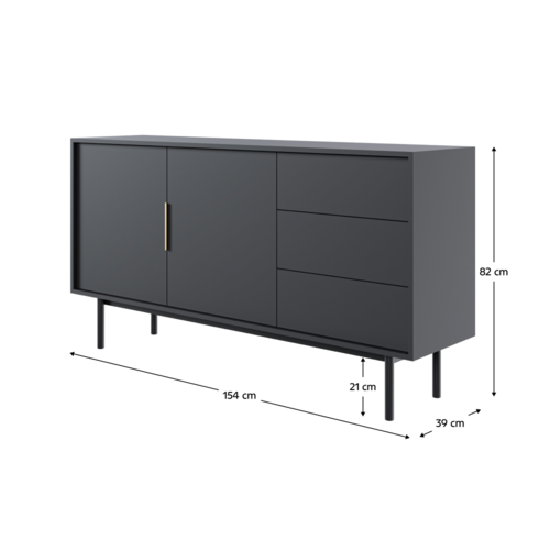 Comodă VIVALA 2D3S, negru