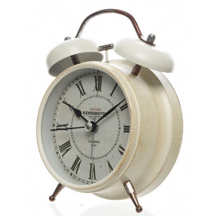 Budík Retro bílá, 16 cm