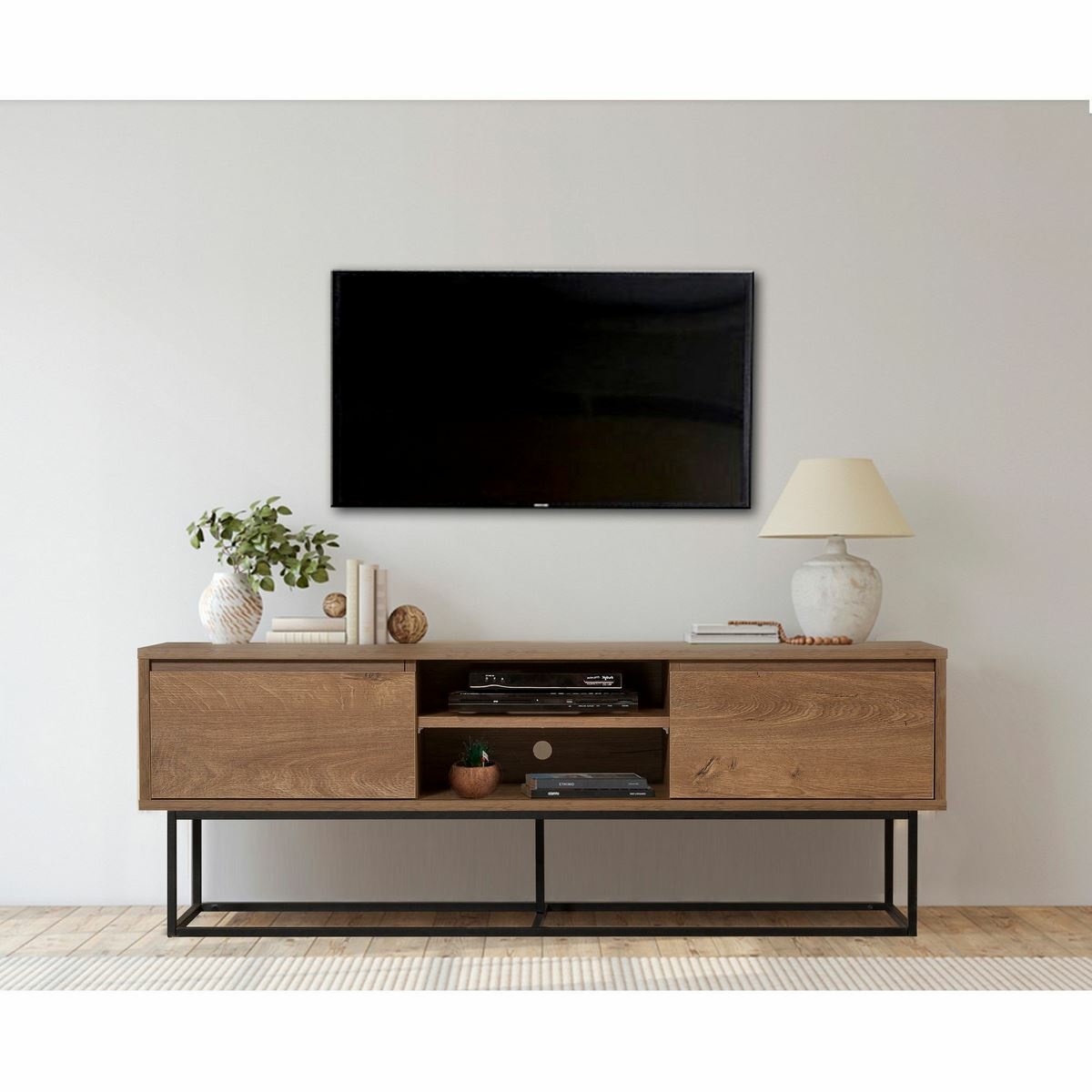 Televízny stolík Rodez Walnut and Black I, M