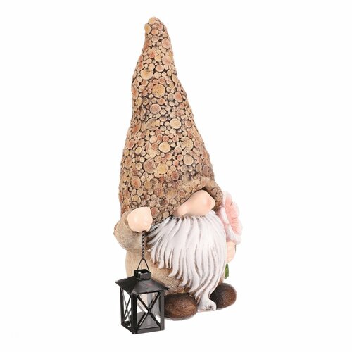 Škrat z rožico in svečnikom, poliresin, 30 x 20 x50 cm