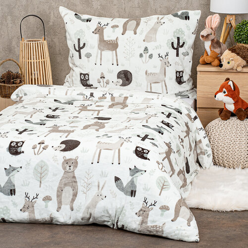 Lenjerie de pat pentru copii din microflanel 4Home Nordic friends, 140 x 200 cm, 70 x 90 cm