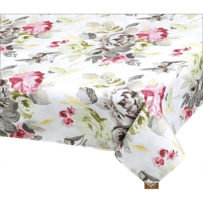 Bellatex Tischtuch EMA Blumen grau-rosa , 120 x 200 cm