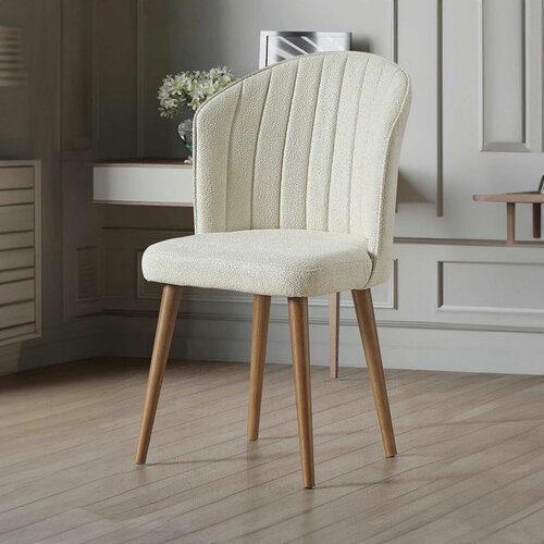 Esszimmerstuhl-Set Rubi Cream and Walnut, 4 Stück