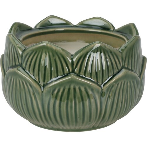 Svíčka v porcelánovém květinovém kalíšku 12 x 7,8 cm, zelená
