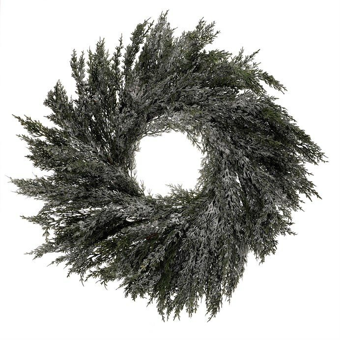 Umělý věnec z Túje, pr. 70 cm, ojíněný