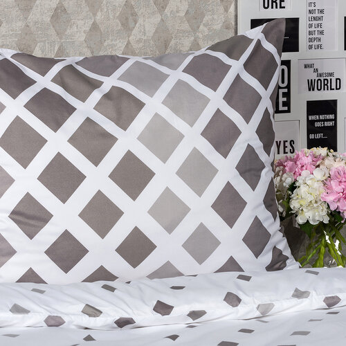 4Home Posteljnina Geometric siva mikro, 140 x 220cm, 70 x 90 cm