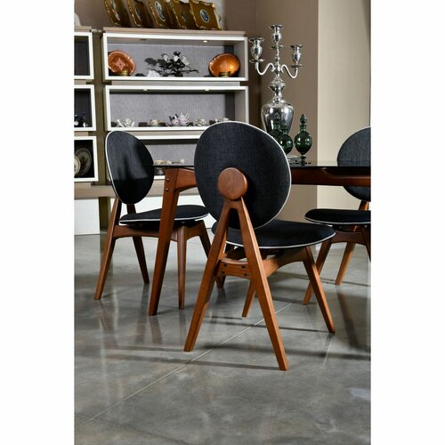 Sada jídelních židlí Touch Anthracite and Walnut, 2 ks