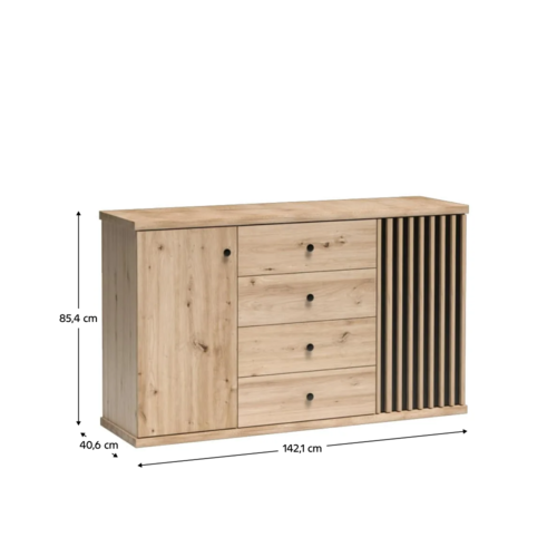 KOLI C-4 komód, tölgyfa artisan