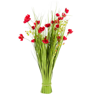 Buchet de flori artificiale de pajiște 80 cm,  roșu