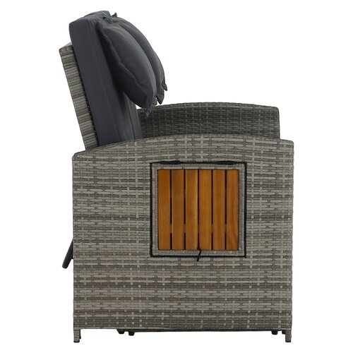 Canapea de grădină din rattan MALORY, gri/natural