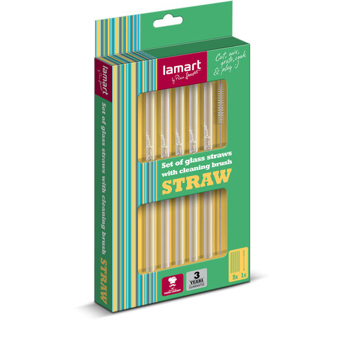 Lamart LT7055 6-dielna sada sklenených slamiek Straw