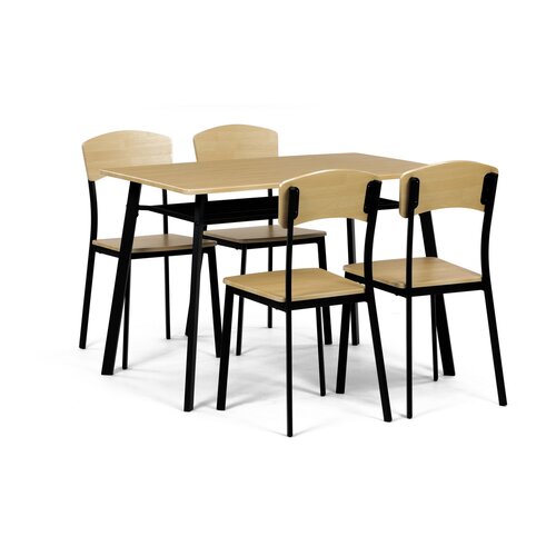 Set de sufragerie Industrial cu 4 scaune,  110 x70 x 76 cm, maro