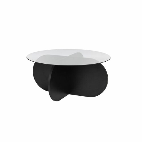 Măsuță de cafea Aeris Black cu sticlă fumurie