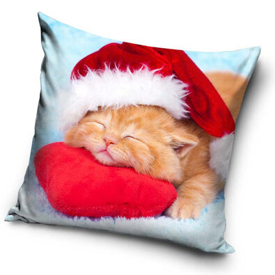 BedTex Obliečka na vankúšik Vianočná Mačička, 40 x 40 cm