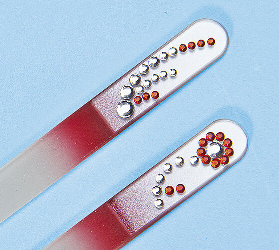 skleněný pilník na nehty, sada 2 ks, vícebarevná, 13,5 cm