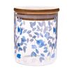 Glasdose mit Bambusdeckel Blaue Blumen, 440ml